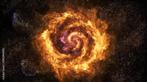 Fiery energy explosion with sparks on black background