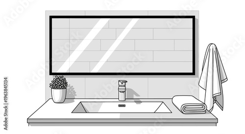 Bathroom sink with soap dispenser.