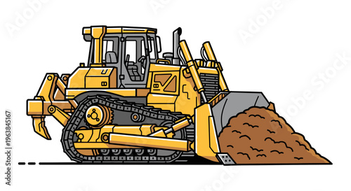 Bulldozer pushing a pile of dirt 1.