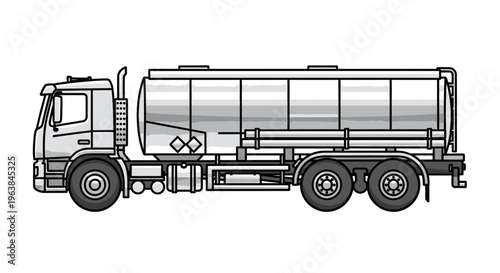 Large tanker truck on wheels driving.