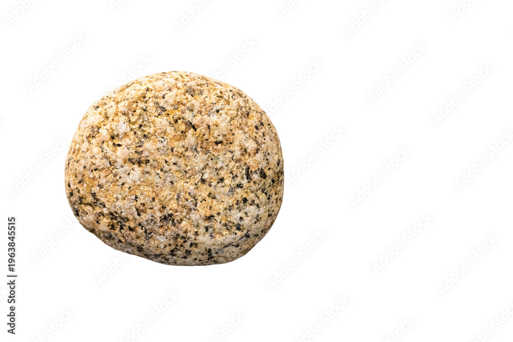Obraz premium Macro shot of a rounded granite pebble from a beach in Spain. Transparent background