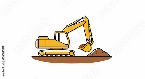 Yellow excavator digging into ground 2.