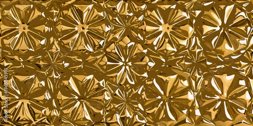 Cuadro en lienzo A shimmering textured gold surface resembling crushed or folded metal