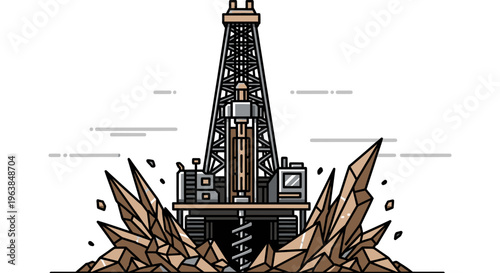 Drilling rig in operation site.