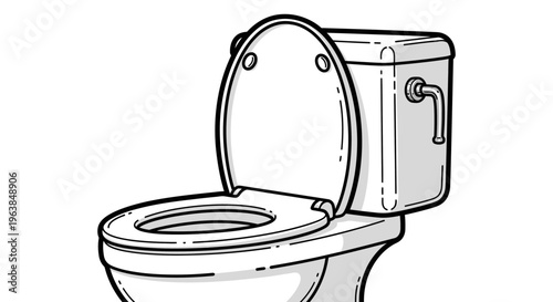 Toilet bowl with open lid.