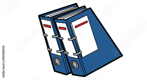 Three blue ring binders standing upright.