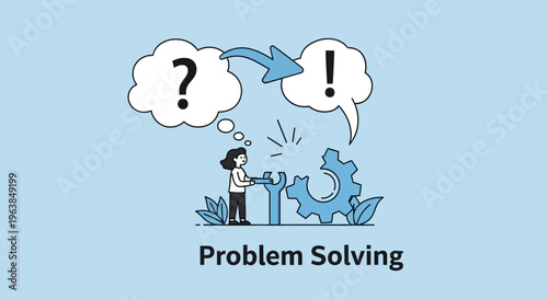 A woman solves a problem with a gear and finds solution