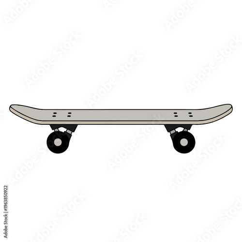 A minimalist vector illustration of a skateboard, perfect for showcasing extreme sports and urban lifestyle themes