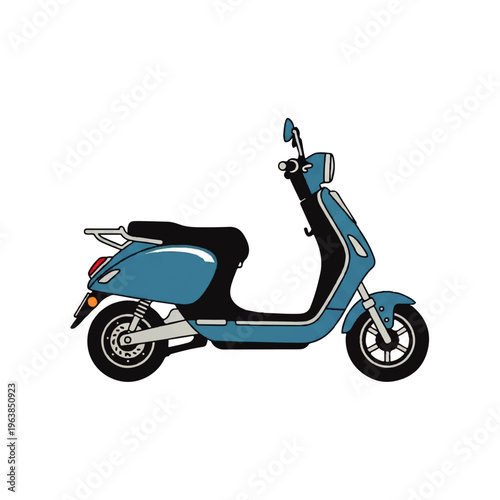 Blue Electric Scooter Vector Illustration - Modern Personal Transportation