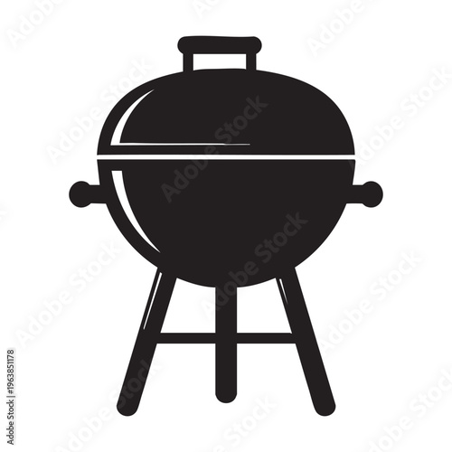 A black silhouette of a barbecue grill