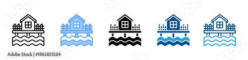 Floating Bungalow icon multiple style and collection