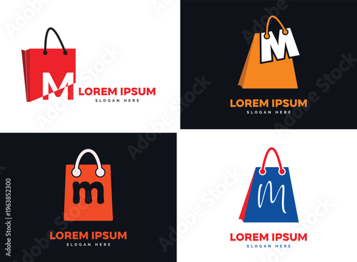 Ecommerce Logo with Shopping Bag and Digital Concept
