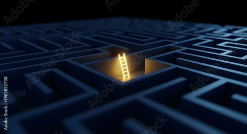 Glowing ladder offers an escape route from a complex problem or difficult labyrinth