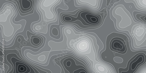 Topographic map contour lines pattern in shades of grey and white