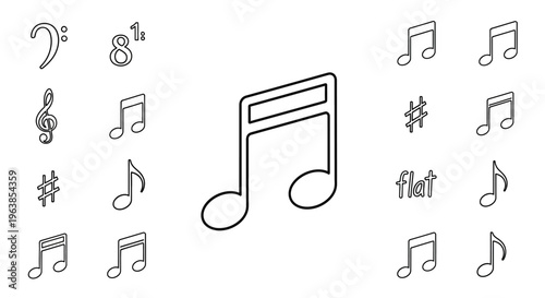 Music notes and musical symbols.