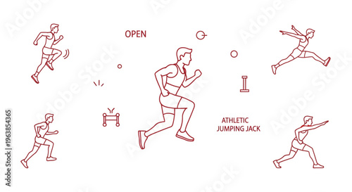 Man doing jumping jacks exercise.