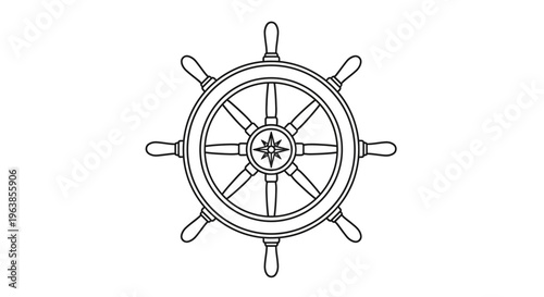 Ship helm wheel nautical steering.