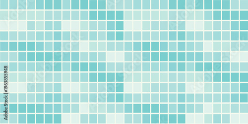 Abstract pattern of turquoise and white square tiles in a grid