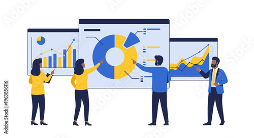 Business people analyzing data charts graphs.