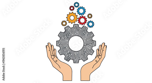 Hands holding a gear mechanism.