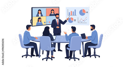 Businessman presenting to colleagues in meeting.