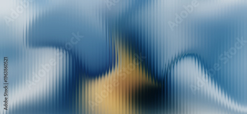 Blue and Gold Fluted abstract Glass Texture | Vertical Wavy Blurred Gradient Background, Best for webpage, header design, gaussian blur