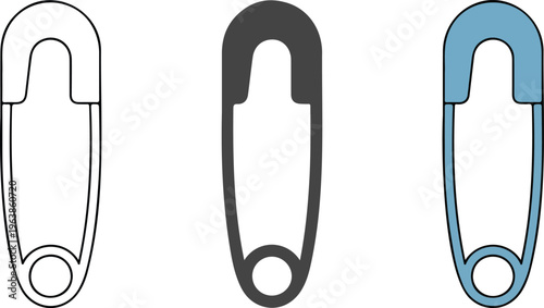 Set of minimalist planet Saturn icons in outline silhouette and colorful flat vector styles for space design.