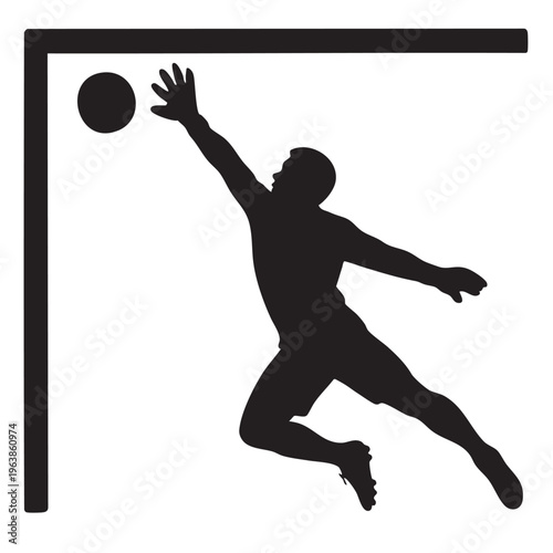 Soccer player silhouette kicking the ball for a powerful goal or pass action.