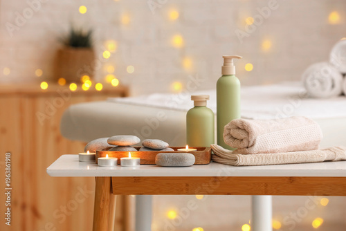 Spa stones with burning can...
