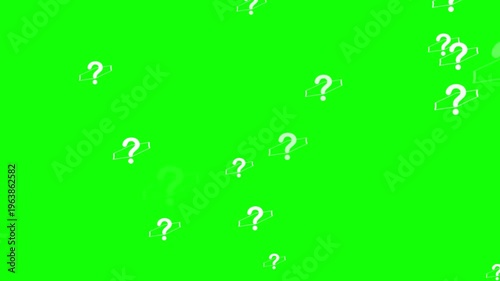 3D Hexagon Border with Flying Question Marks on Green Screen Background for Creative Projects