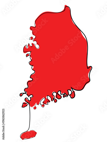 A map of South Korea in a continuous line drawing style.