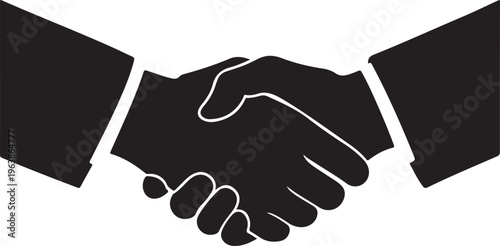 Handshake Silhouette Icon for Business Agreement and Successful Partnership