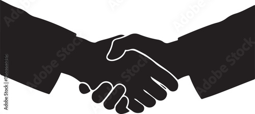 Black Handshake Silhouette Icon for Business Agreement and Partnership