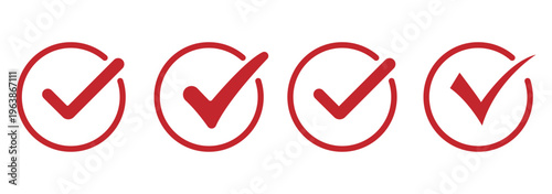 Four green checkmark and red cross icons isolated on transparent background