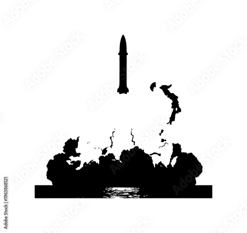 Space Rocket Launch Over Earth Silhouette