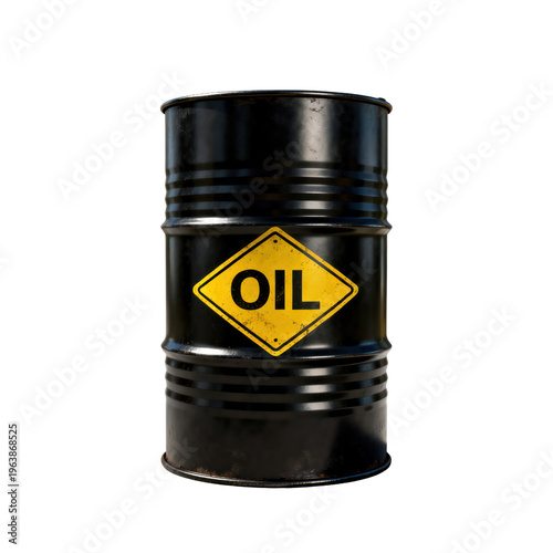 Black Oil Barrel isolated on Transparent Background, Generative AI