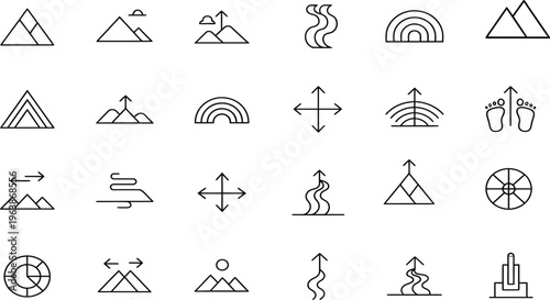 Hajj pilgrimage symbols and icons illustration