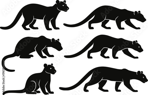 Fossa silhouette set vector illustration