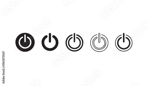 Power button icons set in different styles. turn on or off switch symbol