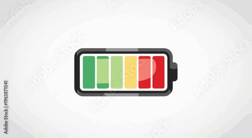 A battery icon with a gradual color change from green to red, indicating charge level