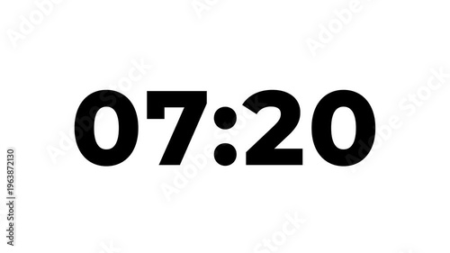 8 Minute countdown, 480s second Digital Countdown timer animation from 480 to 0 seconds, Simple 8 Minute countdown timer. 480s second countdown with black background. 4k