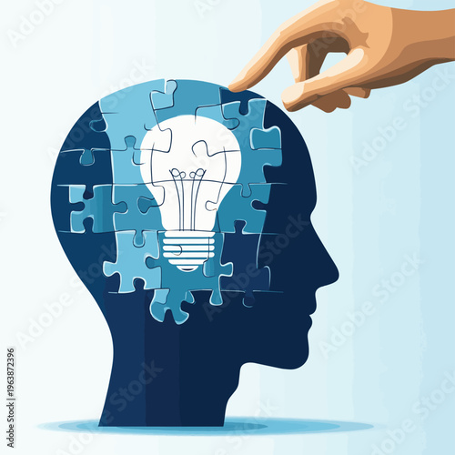 puzzle piece in the shape of a human head