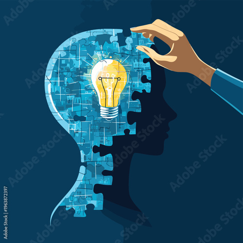 puzzle piece in the shape of a human head