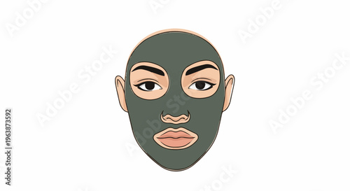 A close-up cartoon illustration of a face wearing a grey facial mask