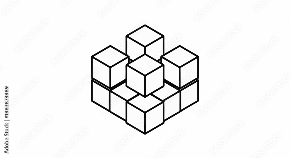 Obraz premium Abstract arrangement of 3D cubes in a balanced, geometric pattern
