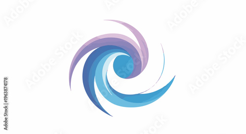 Abstract swirling vortex of blue and purple hues on a white background