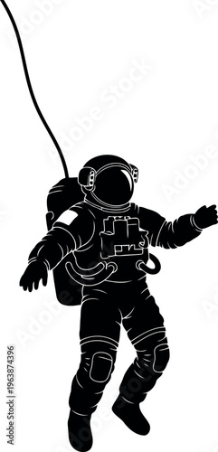 Astronaut Floating In Space With Outstretched Arm Illustration