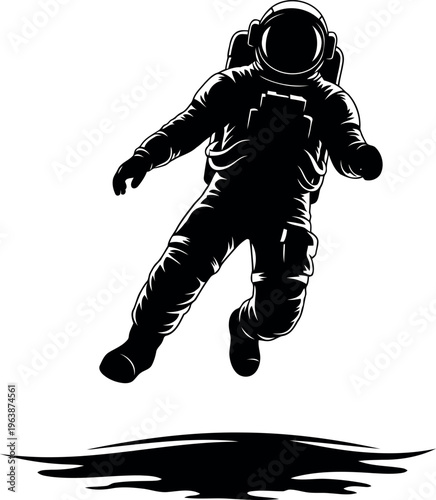 Astronaut floating in space wearing detailed space suit illustration