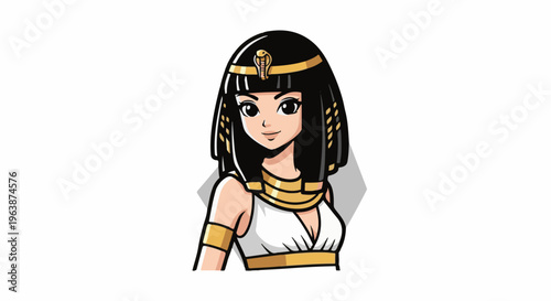 Anime-style portrait of a queen wearing a headdress with a cobra