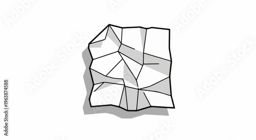 Abstract geometric diagram with bold outline, grey shading, and thin lines